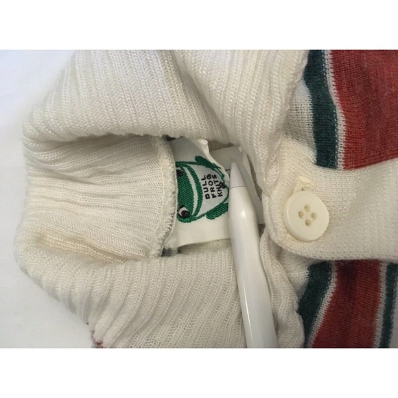 Boy's Bull Frog Knits striped sweater size 18 Mo Green Orange 70s 80s Collared - Picture 4 of 8